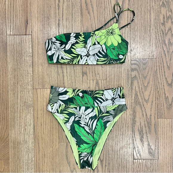AERIE | Sycamore Tropical Green Floral Bikini | Size Small - Picture 2 of 10